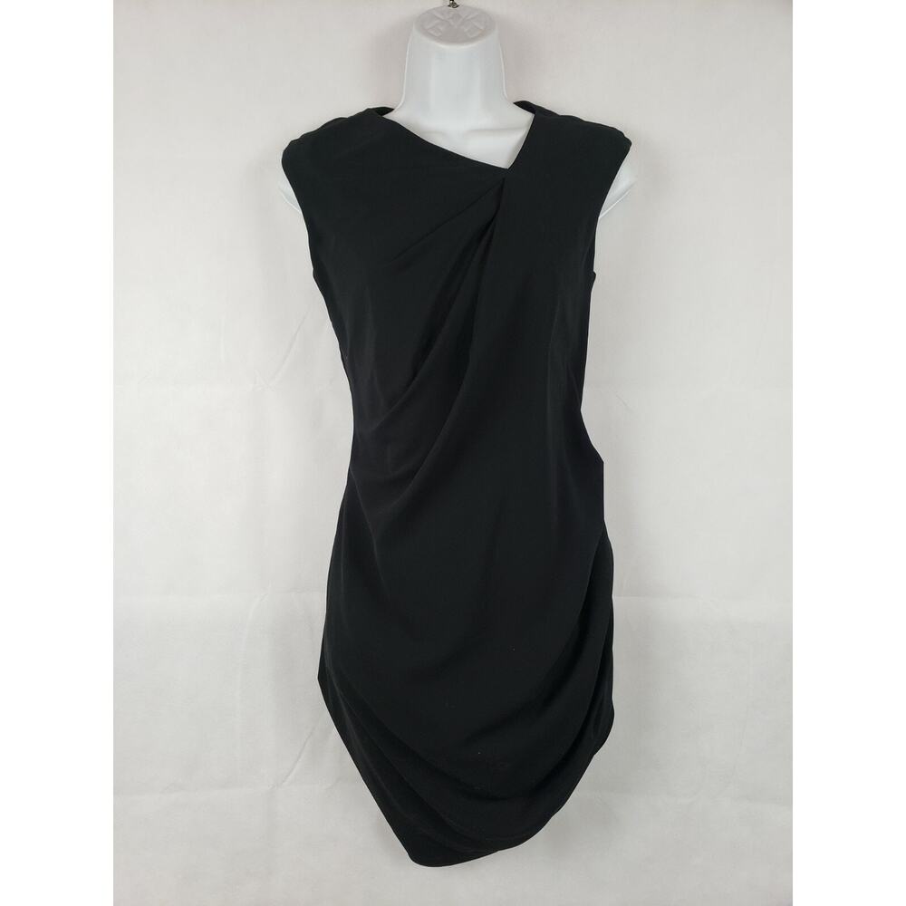 Helmut‎ Lang Womens Size S Asymmetrical Neck Sleeveless Little Black Dress Zip